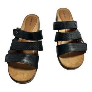 Cobb Hill Women's Black Leather Comfort Slides Boho Casual Sandals Size 10